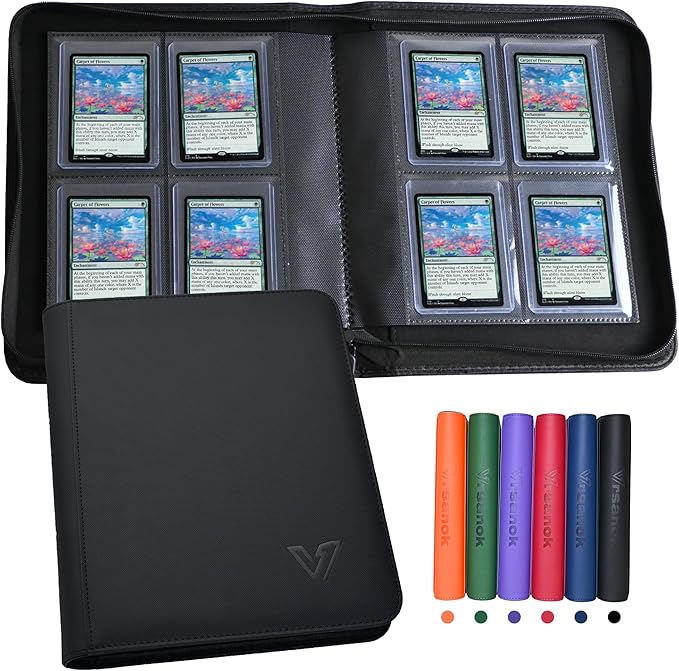 Toploader Binder 4 Pocket,Holds 128 Top Loaders,Top Loader Binder 4 Pocket for 3" x 4"Rigid Cards,Double Sided Card Binder Abulm in 3"x4"Toploaders for Trading Cards