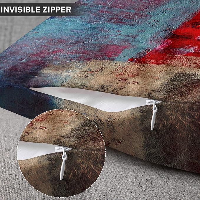 Emvency Throw Pillow Covers Set of 2, 16 x 16 Inch, Red Brown and Gray | Modern Abstract Painting Outdoor Decorative Square Pillow Cases Couch Cushion Case for Couch Bed Sofa Living Room Home Decor