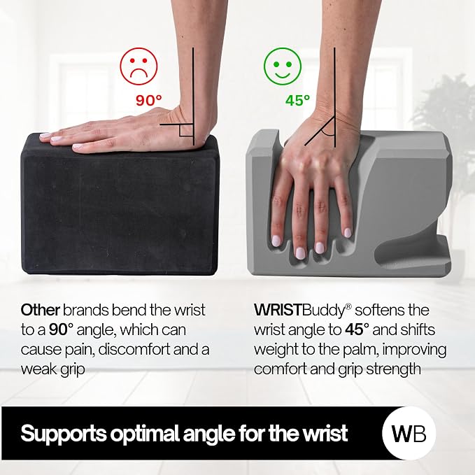 WRISTBuddy® Hand-Shaped Ergonomic Yoga Blocks for Optimal Wrist Support During Yoga, Pilates, Pushups, Planks, and Handstands - Patented Non Slip Blocks for Enhanced Stability and Comfort.