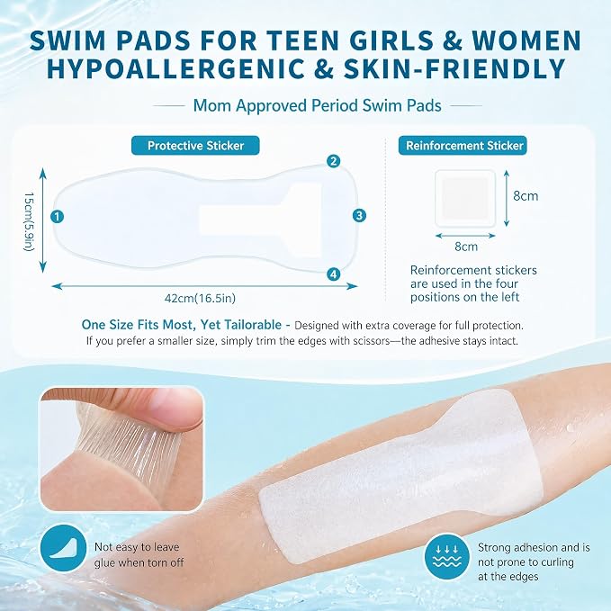 Waterproof Pads for Swimming，Swimming Private Stickers for Women | Skin-Friendly Private Area Protection | Dirt Prevention for Swimming & Daily Activities | 7-Pack（5.9 * 16.5in）