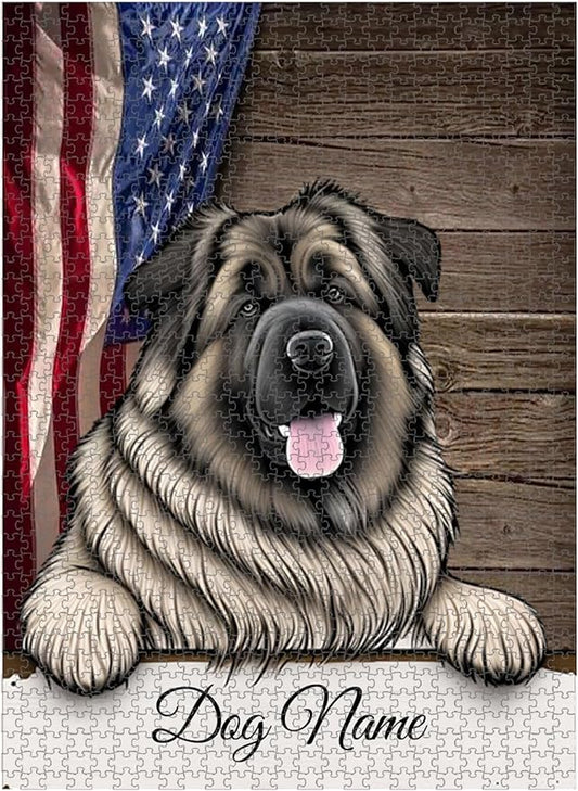 Custom Wooden Jigsaw Puzzles with Your Dog's Name on Caucasian Shepherd Art Print - 300 500 1000PCS Puzzles Game and Home Wall Decor