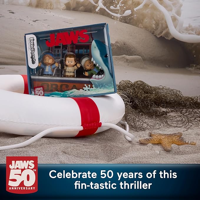 Little People Collector Jaws Movie Special Edition Set for Adults and Fans, 3 Character Figures in a Display Package