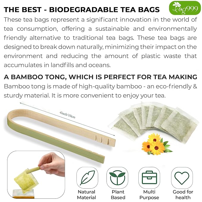 TOG999, Premium 30 Moringa Leaf Tea Bags, 100% Natural & Pure. Loose Leaf Moringa Herbal Tea. No Sugar, No Caffeine, No Gluten, Vegan.