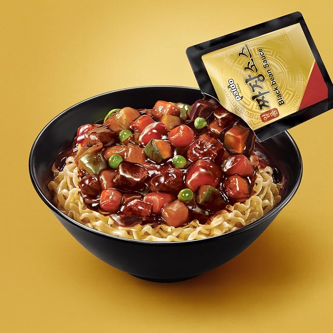 PALDO FUN & YUM Jjajangmen Vegan Black Bean Instant Ramen, Korean Chajang Noodles, K-Food (Pack of 8)