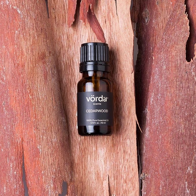 Vorda Morocco Cedarwood Single Noted Essential Oil - 1/3 fl. oz. Perfect for Aromatherapy Essential Oil for Diffusers, Skin Use Massage Oil, Candle Making