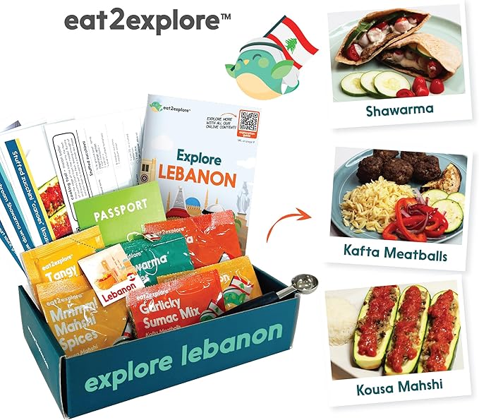 Cooking Kits for Kids - Interactive & Educational Set with 3 Recipe Cards, Key Ingredients & Cooking Tools - Ideal Idea for Kids who Love to Create Meals (Lebanon Edition)