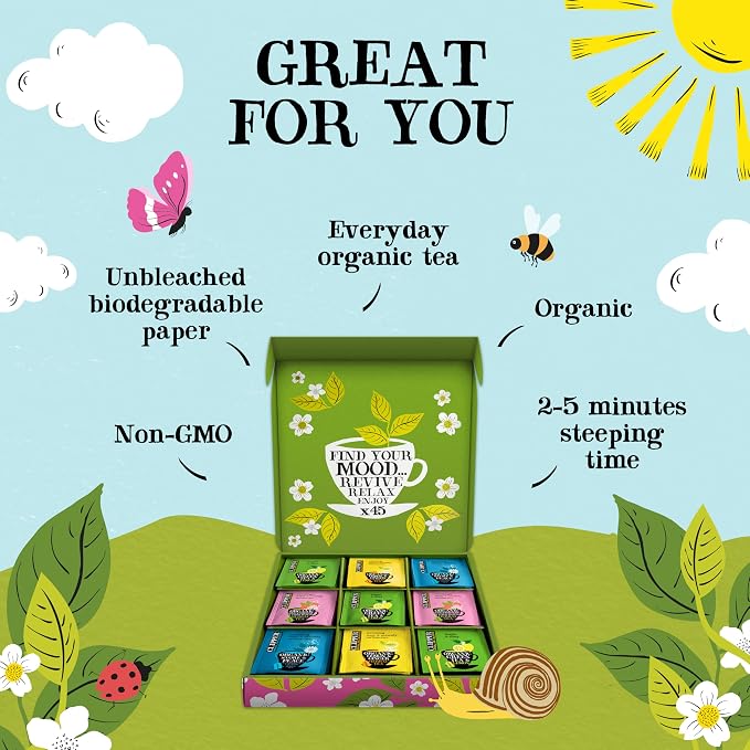 Clipper Organic Herbal & Green Tea Sampler Box, 45 Tea Bags
