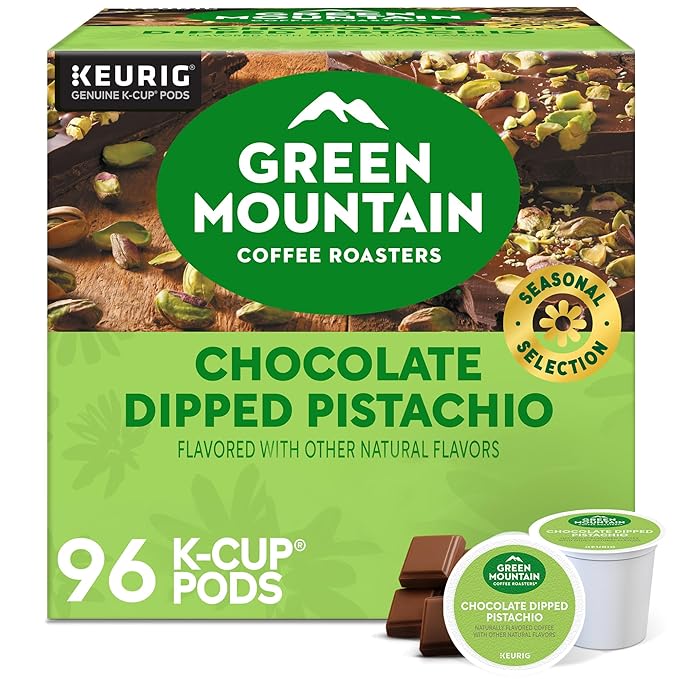 Green Mountain Coffee Roasters Chocolate Dipped Pistachio Flavored Coffee, Single Serve Keurig K-Cup Pod, 96-count pods, (4 pack of 24)