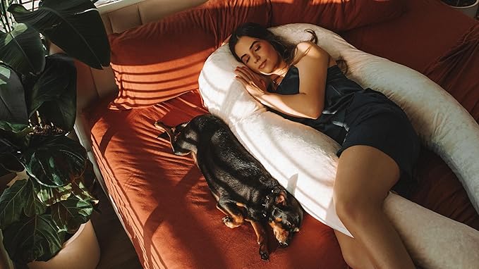 YANA Body Pillow | Luxury Body & Pregnancy Pillow - Organic Bamboo Cotton - Natural Latex Fill - Ergonomic Design - Double Sided - Washable (Latex)