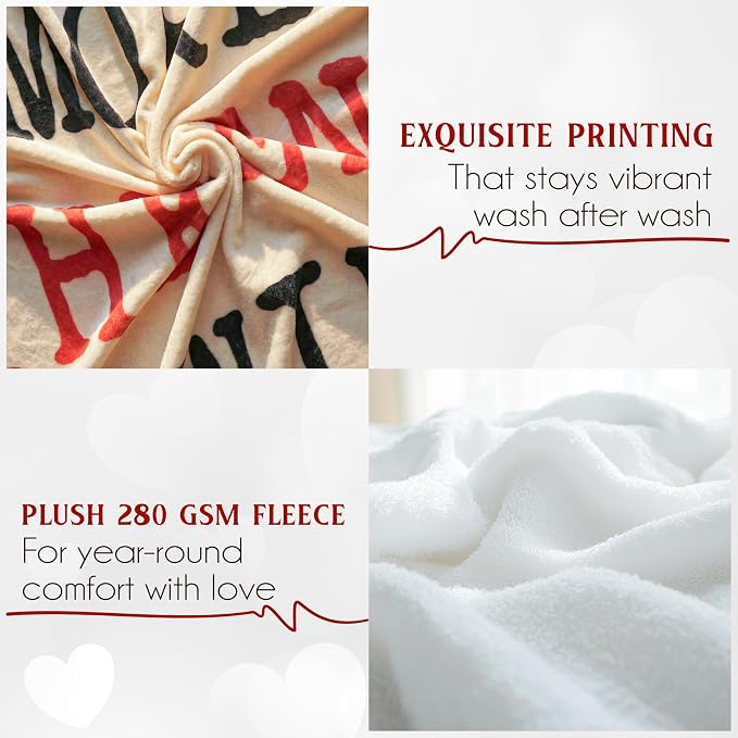 WRAPIX Anniversary Wedding Gifts for Women Men - Throw Blanket 60x80 in | Birthday Couple Gifts for Wife Husband Girlfriend Boyfriend, Soft Fleece for Couch Bed, Machine Washable, Warm, Lightweight