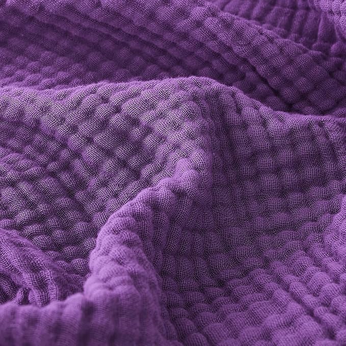 EMME Muslin Blankets for Adults Throw Blanket for Couch Breathable Gauze Soft Lightweight Airy Purple Throw XL 50" x 71"