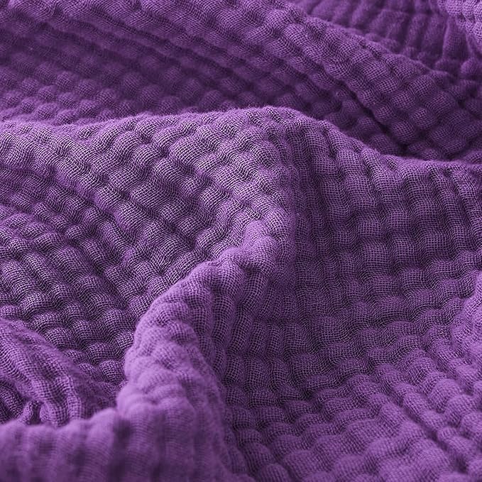 EMME Muslin Blankets for Adults Throw Blanket for Couch Breathable Gauze Soft Lightweight Airy Purple Throw 50" x 60"