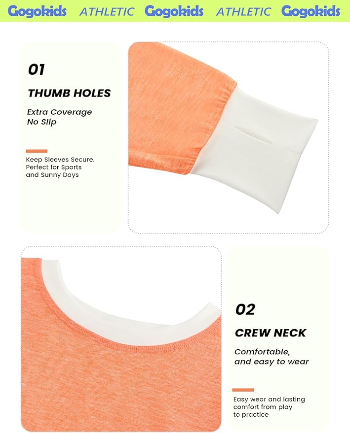 Gogokids Girls Shirts Long Sleeve Athletic Shirts Open Back Tops Active Sports Tshirts Yoga Workout Crop Tees 5-14 Years