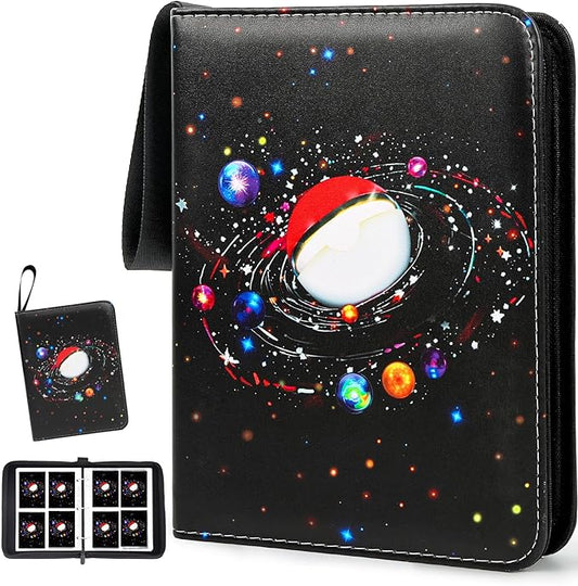 400 Pocket Trading Card Binder with 50 Removable Sleeves, Portable Zippered Card Holder, Collection Album Book Case Storage for MTG, TCG, Sports, Game Cards (Starlit Sky)