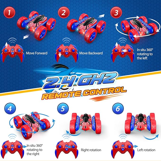Toys for Boys 4-6,360° Rotating 2.4GHz Fast Stunt Rechargeable 4WD Remote Control Car Boy Toys for Age 4-6 5-7 6-8,Outdoor Toy RC Car Gifts for Birthday Chritmas Halloween Easter Boys Girls