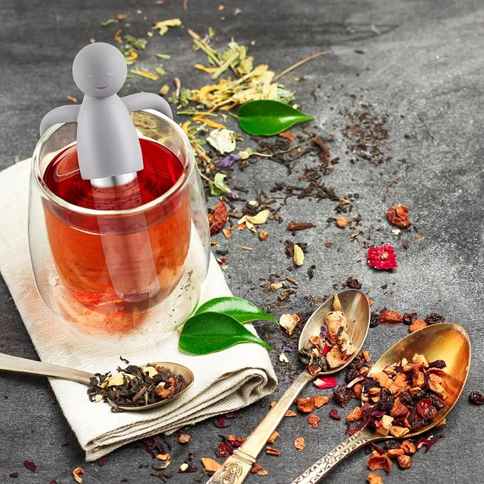 Hicarer 1 Piece Tea Infuser for Loose Tea Cute Fine Mesh Strainer Stainless Steel Filter Ball Diffuser Steeper for Teacups Teapots (Gray)