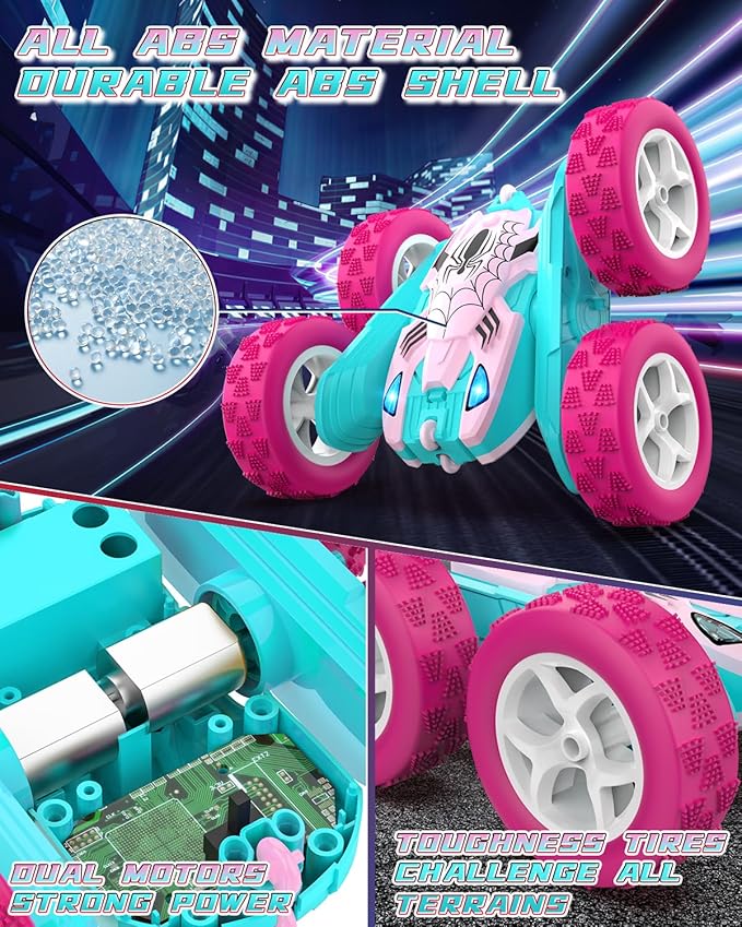 Pink Spider Remote Control Car for Girls, Kids Race RC Cars for Girl, Princess Toys for Age 6 7 8 9 10 Christmas Birthday Gifts
