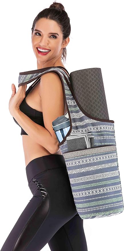 Ewedoos Canvas Yoga Mat Bag Fits Most Mats Yoga Bag with Large Storage Pockets to Hold More Accessories Ideal for Pilates Workout Gifts & Travel