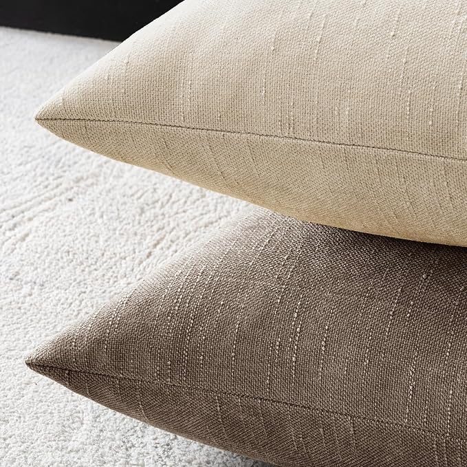 MIULEE Textured Chenille Throw Pillow Covers 18x18 Inch Beige Cement | Pack of 2 Decorative Soft Throw Pillows, Solid Textured Cushion Covers, Modern Home Decor for Couch Sofa Bedroom Living Room