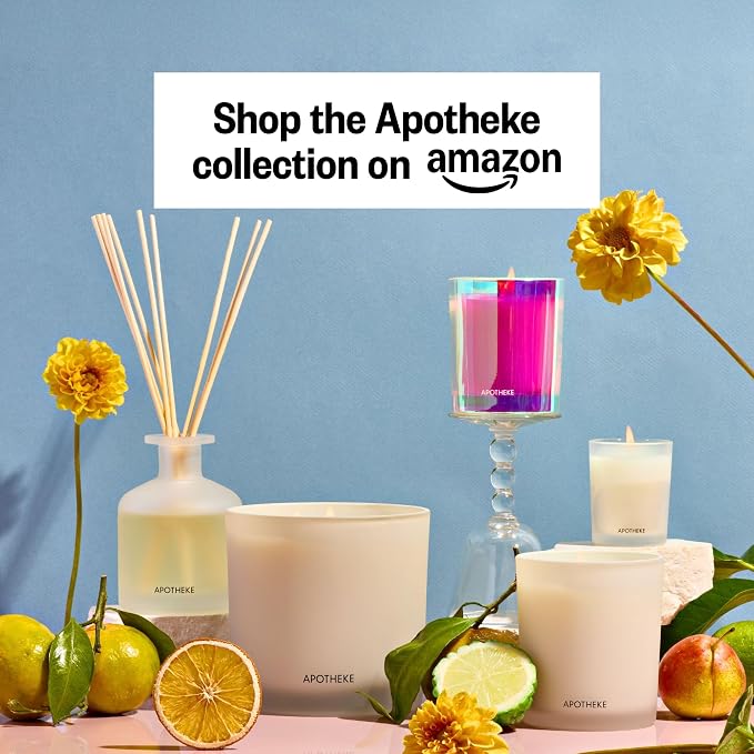 Apotheke 3-Wick Scented Candles for Home, Bergamot Tangerine - 26 oz Soy Wax Aromatherapy Jar Candle with Perfume-Grade Essential Oils - Gift for Women & Men - Bergamot, Tangerine & Sweet Dahlia