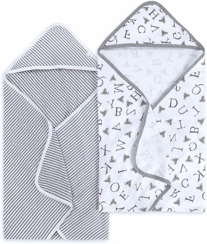 Burt's Bees Baby - Hooded Towels, Absorbent Knit Terry, Super Soft Single Ply, 100% Organic Cotton
