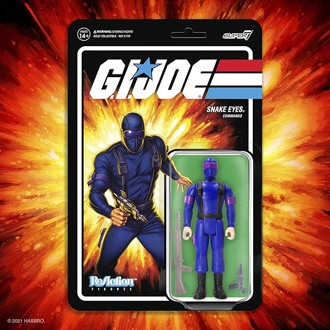 Super7 G.I. Joe Snake Eyes - 3.75" G.I. Joe Action Figure with Accessory Classic Cartoon Collectibles and Retro Toys
