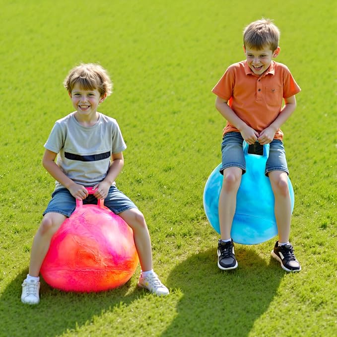 ZOOJOY 6pcs Hopper Balls for Kids 3-8, 18 in Clouds Bouncy Ball with Handle, Sit on Hopping Toys for Sport/School/Team Active Play, Inflatable Hippity Hop Ball for Indoor Outdoor Games with Pump