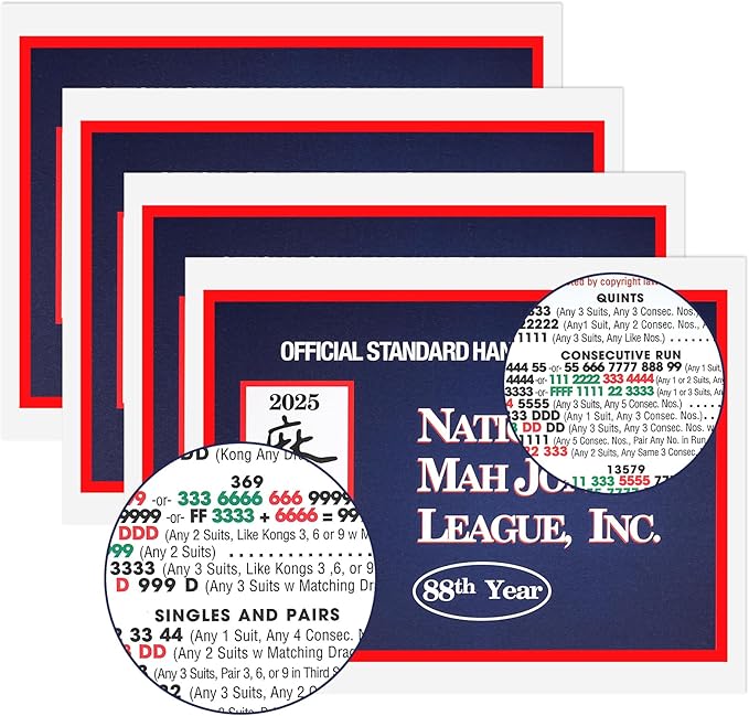 mah Jong 2025 Cards Official Revision - Large Size - 4Pcs