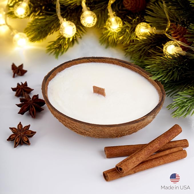 – Scented Candles Clearance | Coconut Shell Soy Wax Candle with Wooden Wick | Candles for Home Décor | Gift Idea for Women (1, Citrus Drift)