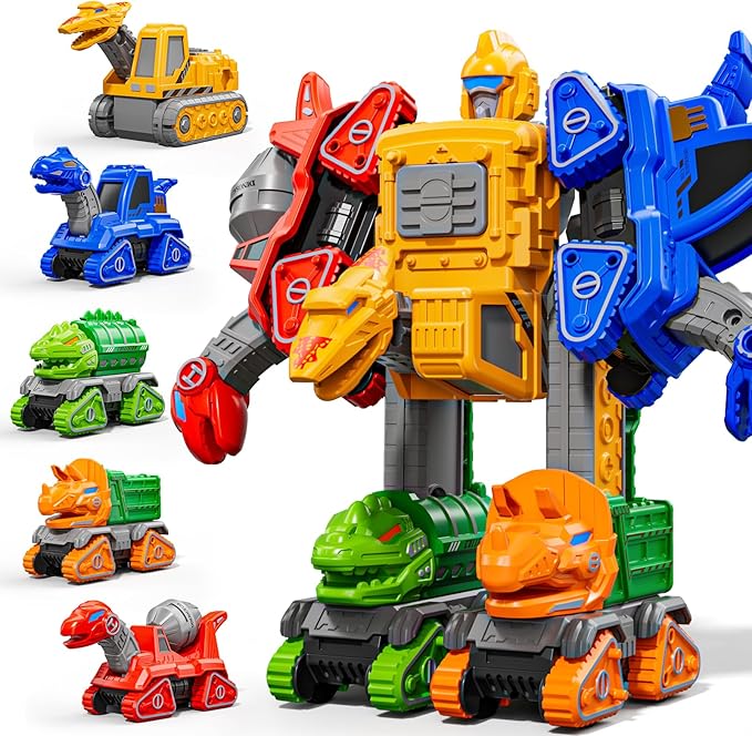Transform Toys for Boys 4-6, 5 in 1 Take Apart Toys for Boys 3-5, Dinosaur Transforming Assembling Robot Toy for Kids, Educational Birthday Gift for 4 5 6 7 8 Year Old Boy Girls