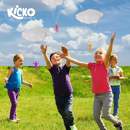 Kicko Mini Vinyl Paratroopers - 48 Pack Parachute Men - Assorted Colors Cool Airborne Army Guy Action Figures - for Kids, Boys, Girls, Party Favors, Bag Stuffers, Toys Prizes - 1.75 Inch