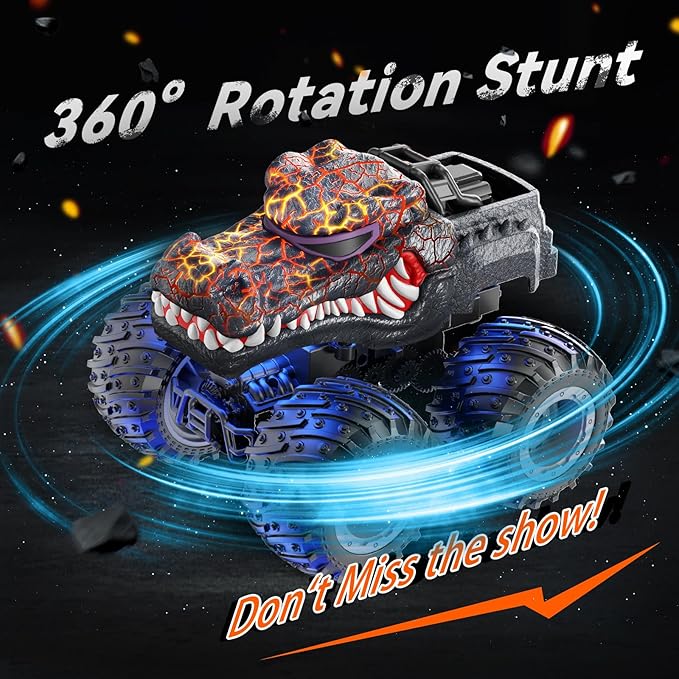 Remote Control Monster Trucks, 2.4GHz All Terrain RC Cars with Light Spray, Birthday Gift for Kids 3 4 5 6 7 8, Toddler Toys for Boys Girls 3+ Year Old