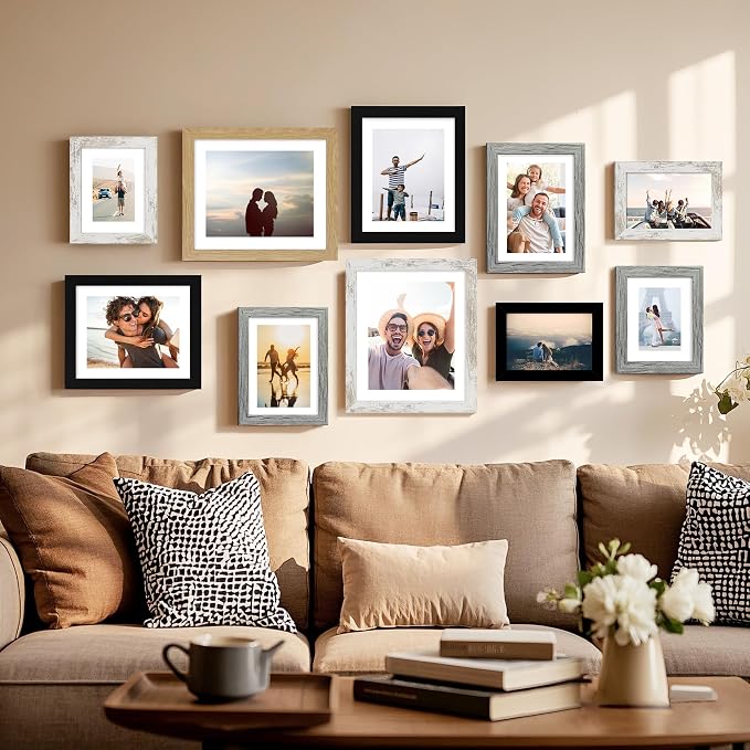 Hongkee 5.5 x 8.5 Diploma Frame Set of 4, Made of Real Glass and Grey Frame, 5.5 by 8.5 Photo for Wall or Tabletop