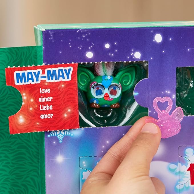 FURBY Minis Advent Calendar for Kids 6 Years and Up, 24 Days of Surprise Holiday Toys with 1-Inch Figures, Stickers & Fun Accessories