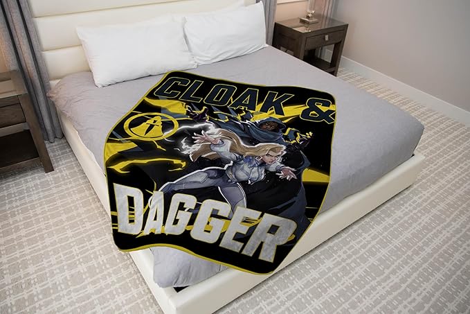 Jay Franco Kids Plush Throw Blanket – Soft & Cozy Fleece Throw for Bedroom & Couch Décor, Official Licensed Product, Multi - Marvel Rivals Clock & Dagger, 46x60 - Throw Blanket
