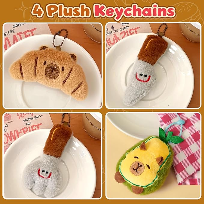 Animal Plush Gifts for Girls, Cute Chef-Themed Stuffed Toys with Mug & Keychain & Coin Purse, Birthday Gift Set for 3 4 5 6 7 8 Year Old