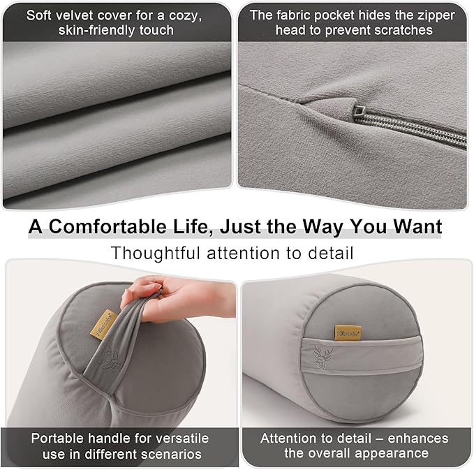 Body Pillow for Adults,Long Round Pillow,Big Cylindrical Pillow,Large Full Bolster Pillows for Side Sleepers (Zinc Gray, 59"*7.87")