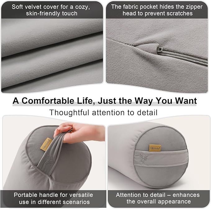 Body Pillow for Adults,Long Round Pillow,Big Cylindrical Pillow,Large Full Bolster Pillows for Side Sleepers (Zinc Gray, 47.24"*7.87")