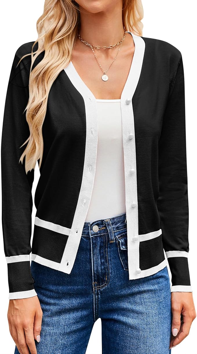 GRACE KARIN Cardigan Sweaters for Women Lightweight Long Sleeve Cropped Cardigan Summer Fall Fashion Clothing Outfits Shrug
