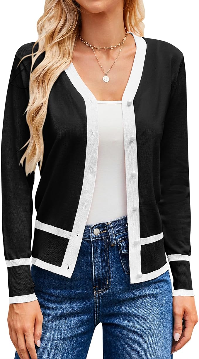 GRACE KARIN Cardigan Sweaters for Women Lightweight Long Sleeve Cropped Cardigan Summer Fall Fashion Clothing Outfits Shrug