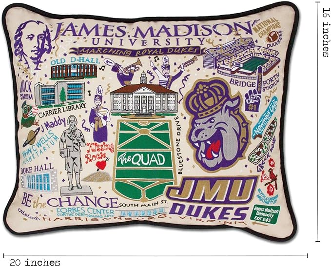 Catstudio James Madison University Collegiate Embroidered Decorative Throw Pillow