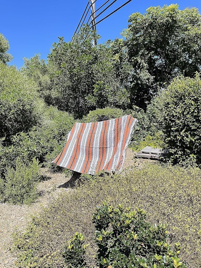 Open Road Goods Bulk Falsa Blankets - Handwoven Authentic Mexican Falsa - Great for Weddings, Yoga, Beach, Picnics, or Mexican Throw! (Orange/Black, 7 Pack)