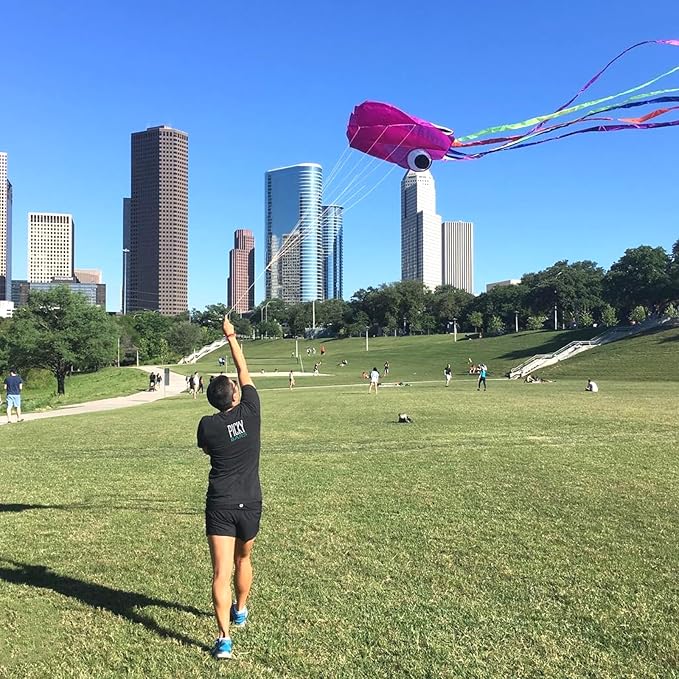 Large Octopus Kites for Kids and Adults - Easy to Fly, 28X158 3D Software Colorful Kite with Long Tails. Perfect for Beach and Outdoor Activities