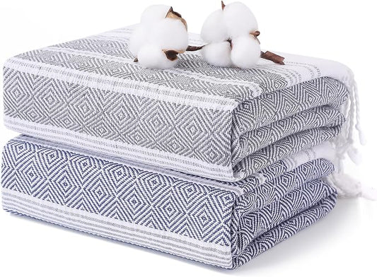 2 Packs Cotton Turkish Beach Towels Quick Dry Sand Free Oversized Bath Pool Swim Towel Large Extra Xl Big Blanket Adult Travel Essentials Cruise Accessories Must Haves Clearance Vacation Stuff