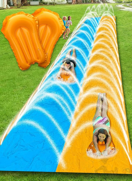 Spring Water 20FT Slip and Slide, Extra Long Water Slide for Kids and Adults, Slip n Slide with 2 Inflatable Bodyboards and Sprinkler, Giant Summer Heavy Duty Water Slides Outdoor Toys for Backyard