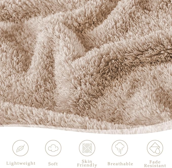 Exclusivo Mezcla Fleece Twin Size Blanket for Couch and Bed, 60" x 80" | Super Soft and Cozy Fluffy Blanket for Women, Lightweight and Fuzzy Blanket for Teens Back to School, All Season, Camel