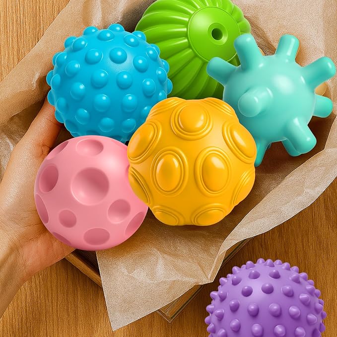 Multicolored Soft Balls for Babies, Textured Montessori Toys | Bright Colors, Sensory Montessori Toys, Teething Play, Easy Clean, Infant Development, Baby Birthday Gift