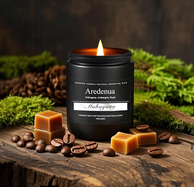 Caramel Coffee Candle | Men Scented Candles for Home, Cafe Candles Gifts for Women Men - 7oz Soy Candle for Home Scented - Aromatherapy Gifts for Men - 50 Hours Long Burning