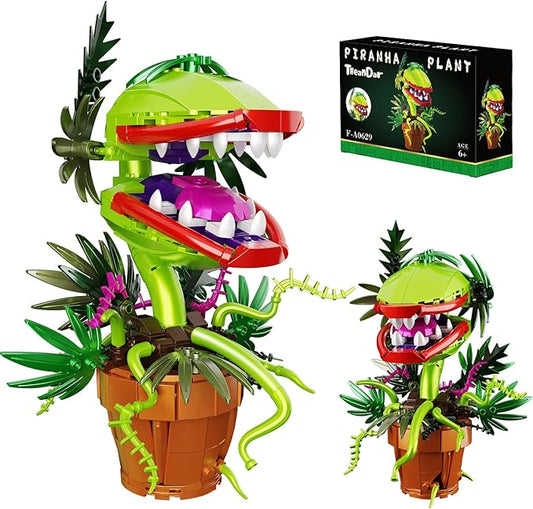 Audrey II Piranha Plant Building Blocks Set, Cannibal Plants Bonsai Building Set, Christmas Halloween Horror Flower Décor Gifts for Adults, Creative Gift for Home Décor and Office Art