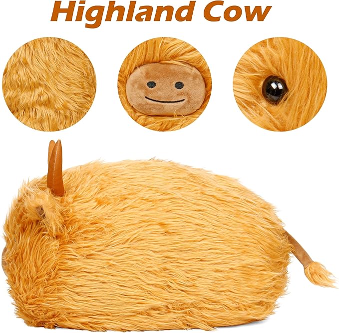Wepop 20 in Fluffy Highland Cow Stuffed Animal, Giant Highland Cow Plush, Adorable Cattle Stuffed Animal Plushie Pillows Gifts for Kids and Adults